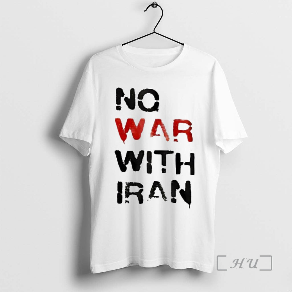 Officials No War With Iran Red And Black Stencil