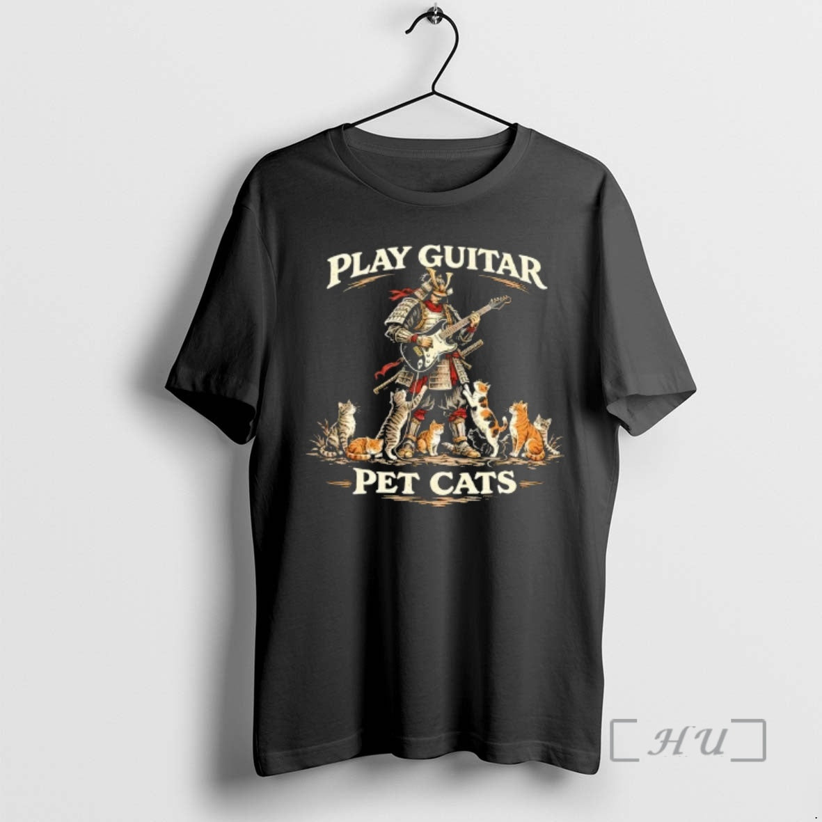 Officials Play Guitar Samurai Pet Cats T-Shirts, Hoodie, Sweatshirt | HypeDripTees.com