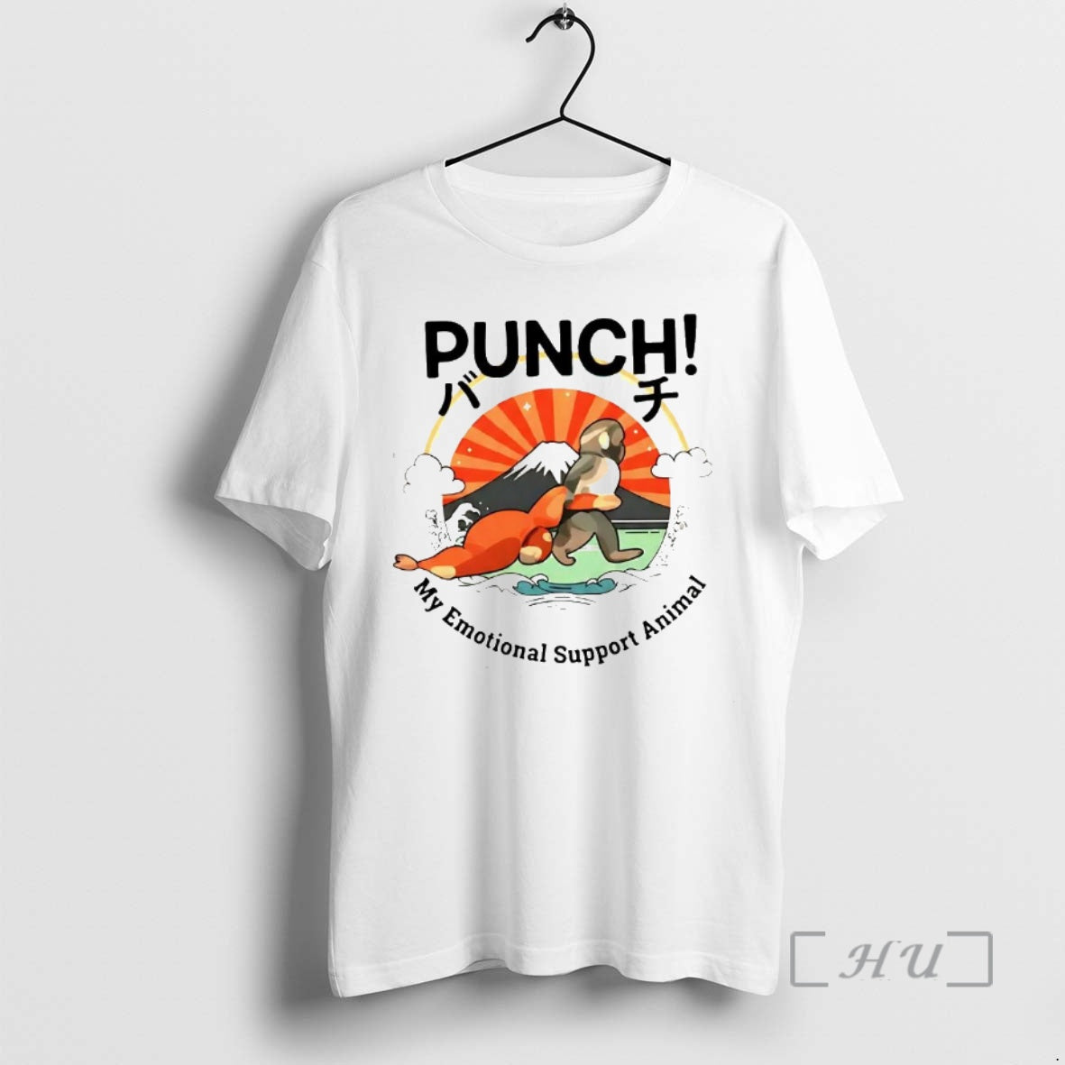 Officials Punch The Monkey My Emotional Support Animal Mount Fuji Retro Premium T Shirts Sweater Hoodie, Sweatshirt