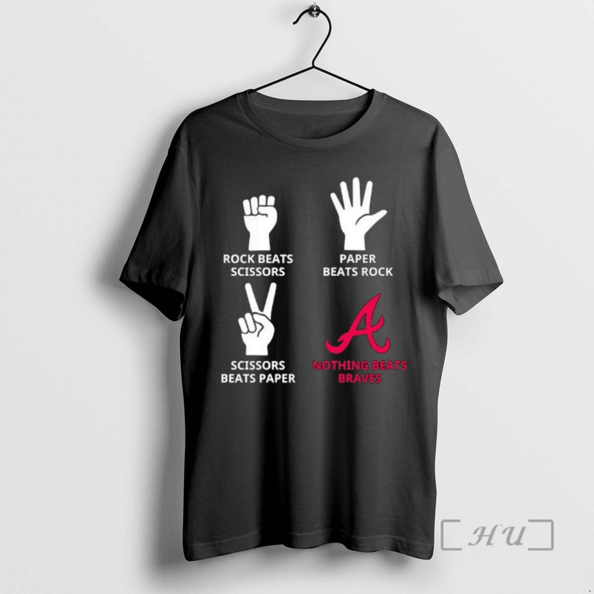 Officials Rock Beats Scissors Paper Beats Rock Scissors Beats Paper Nothing Beats Atlanta Braves Premium T-Shirts,...