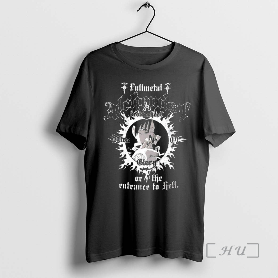 Officials Roy Mustang Fullmetal Alchemist Brotherhood Gates Of Glory Or The Entrance To Hell Premium T-Shirts, Hoodie,...