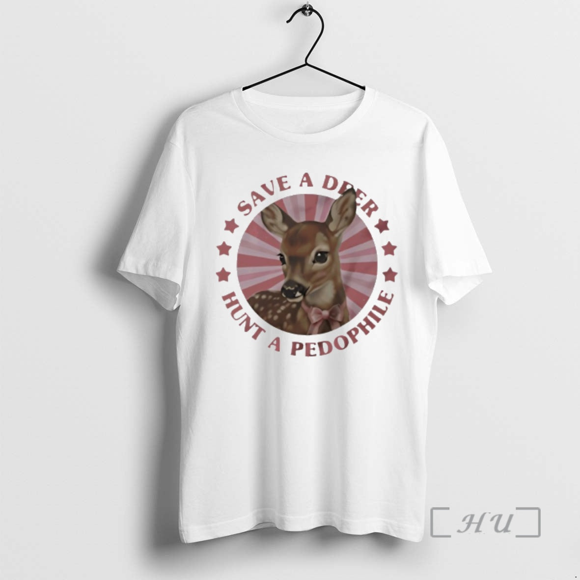 Officials Save A Deer Hunt A Pedophile Pink Bow Deer Stars Stripes Premium T Shirts Hoodie, Sweatshirt | HypeDripTees.com