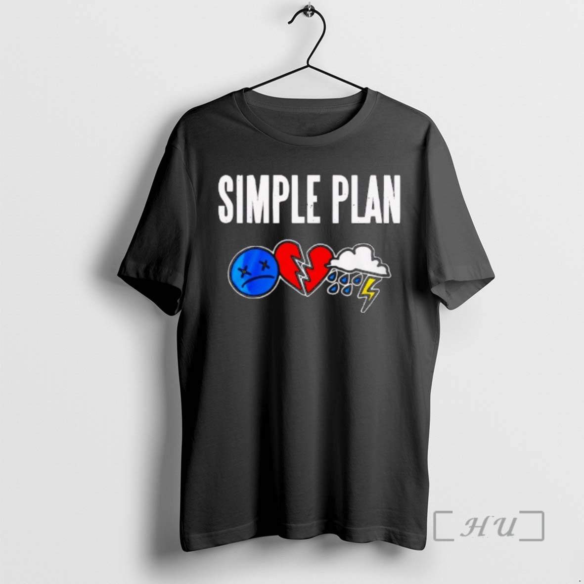Officials Simple Plan Tour 2026 Emojis Sad Face Broken Heart Storm Cloud Premium T Shirts Hoodie, Sweatshirt