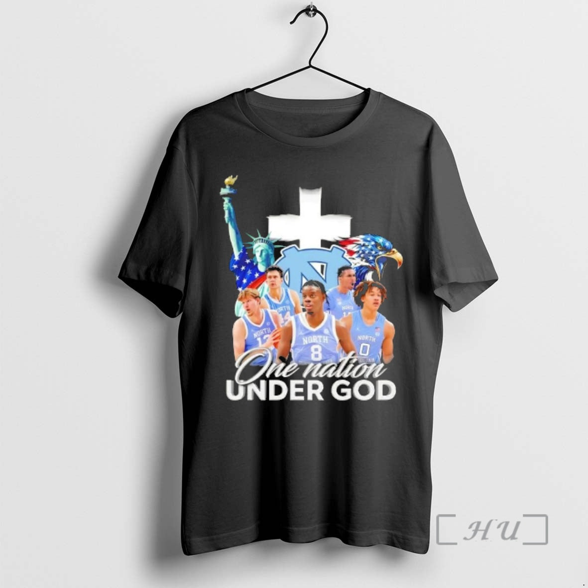 Officials Statue Of Liberty Eagle And North Carolina Tar Heels Players One Nation Under God T-Shirts, Hoodie, Sweatshirt