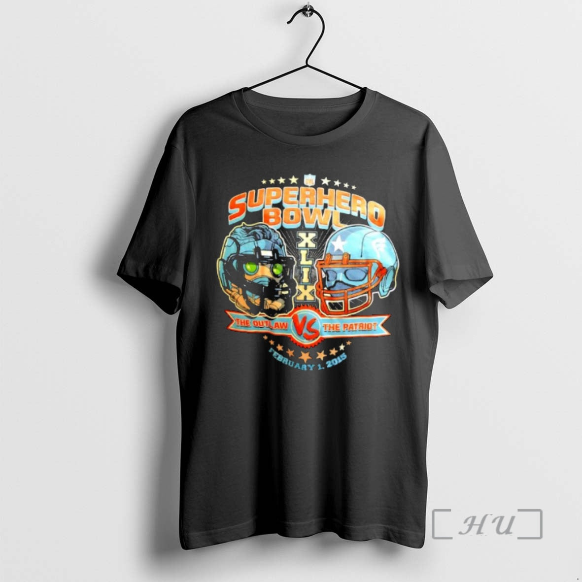 Officials Superhero Bowl Xlix The Outlaw Vs The Patriot T-Shirts, Hoodie, Sweatshirt | HypeDripTees.com