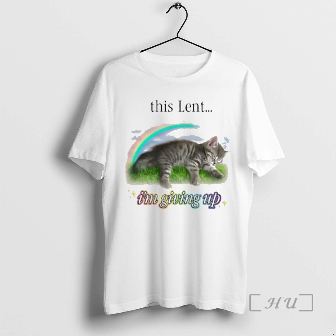 Officials This Lent Im Giving Up Cat Rainbow Graphic T-Shirts, Hoodie, Sweatshirt | HypeDripTees.com