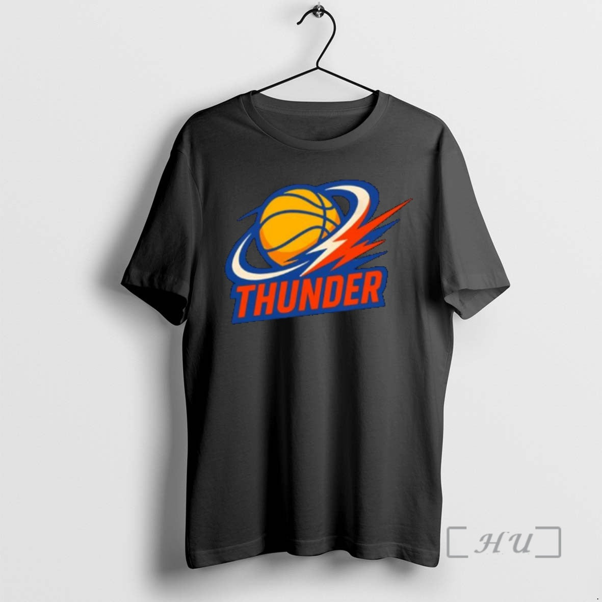 Officials Thunder Basketball Lightning Bolt Orange And Navy Logo T-Shirts, Hoodie, Sweatshirt | HypeDripTees.com