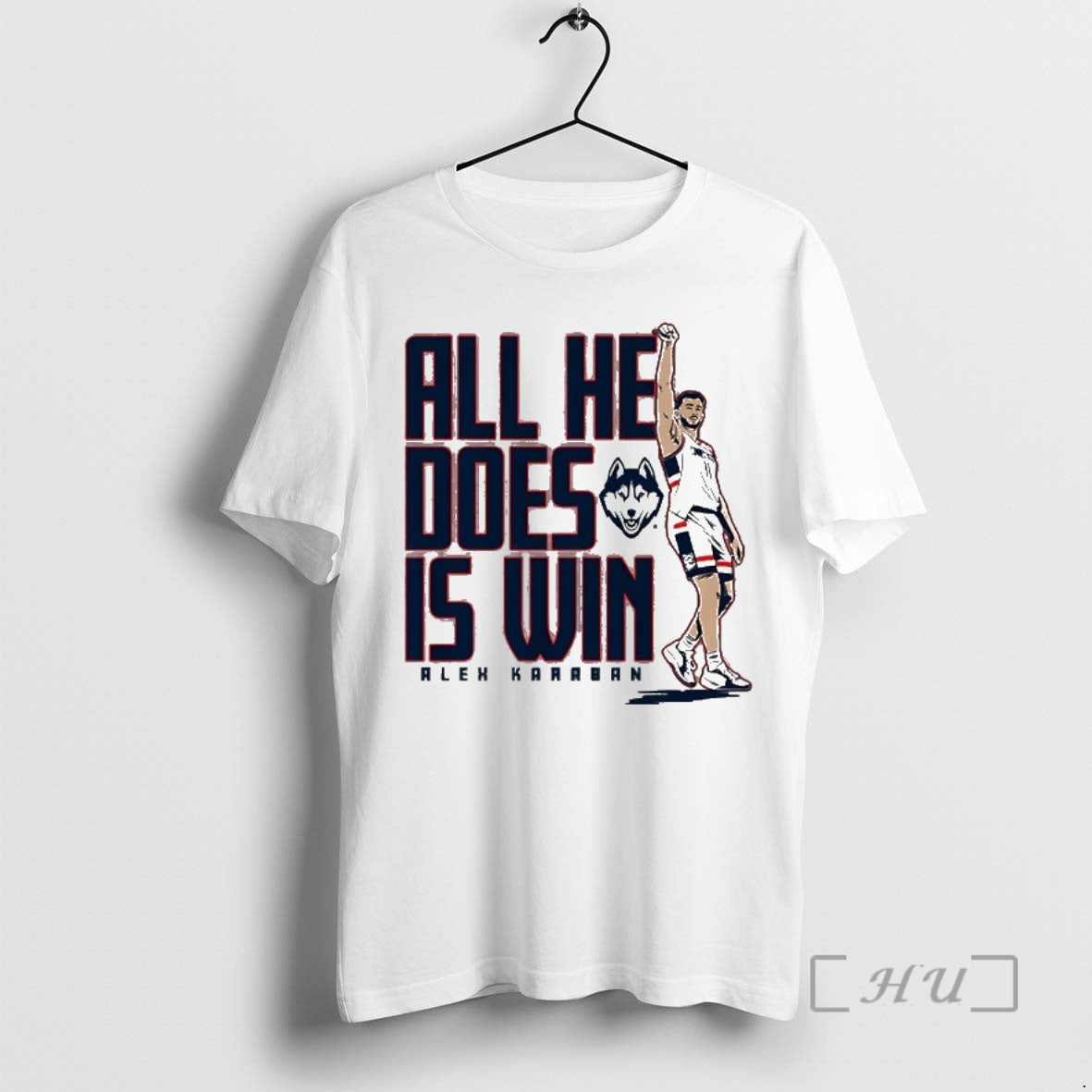 Officials Uconn Huskies Basketball Alex Karaban All He Does Is Win Premium T Shirts Sweater Hoodie, Sweatshirt