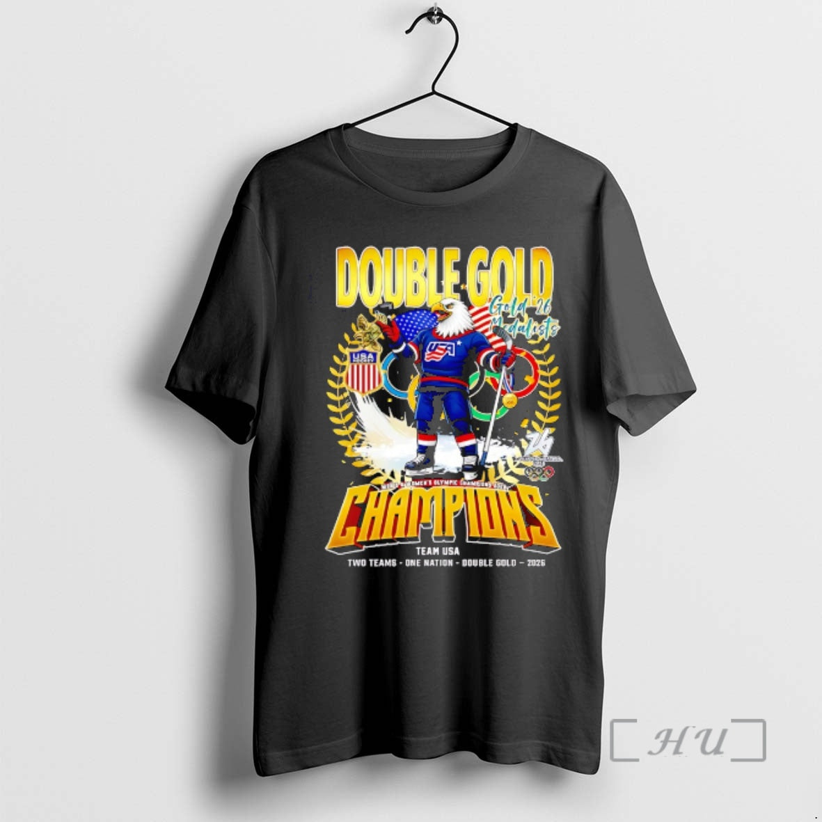 Officials Usa Ice Hockey Team Champions Winter Olympics At Milano Cortina Italia 2026 Double Gold T-Shirts, Hoodie,...
