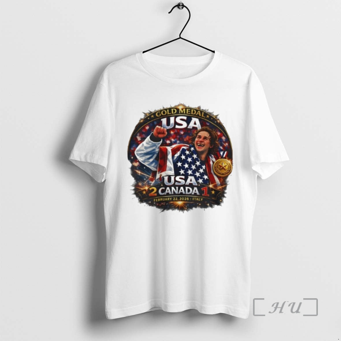 Officials Usa Olympic Gold Medal Hockey 2026 Jack Hughes Golden Goal Vs Canada Premium T-Shirts, Hoodie, Sweatshirt