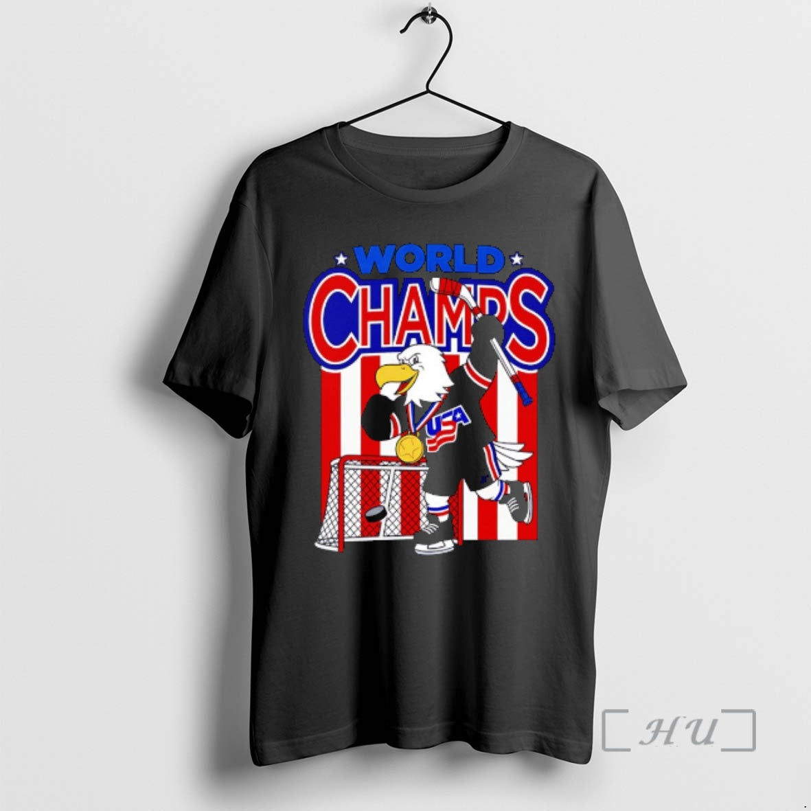 Officials Usa World Champs Mascot Holding Hockey Stick T-Shirts, Hoodie, Sweatshirt | HypeDripTees.com