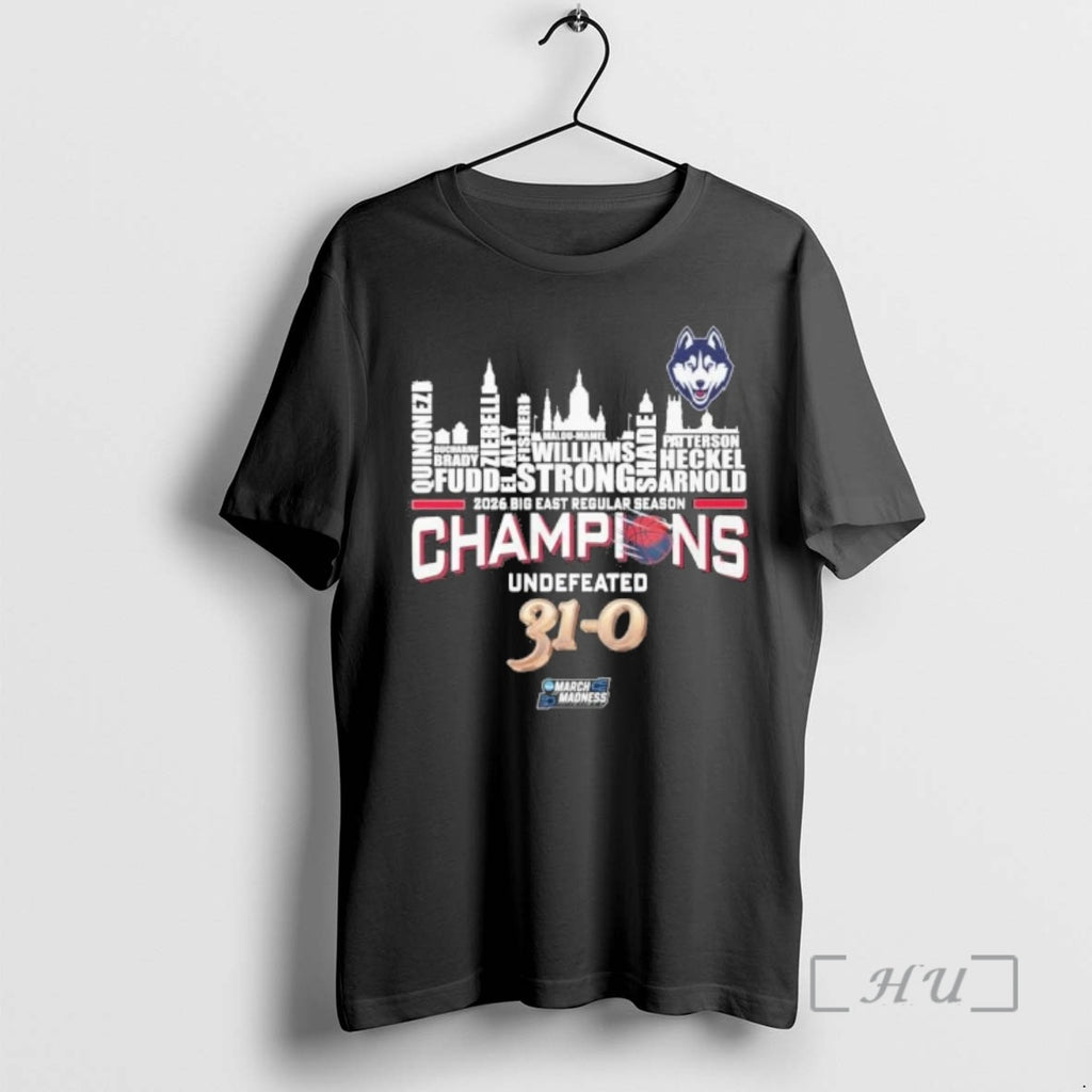 Officials Uconn Huskies Undefeated 2025 2026 Womens Basketball Regular Season 31 0 Premium T Shirts