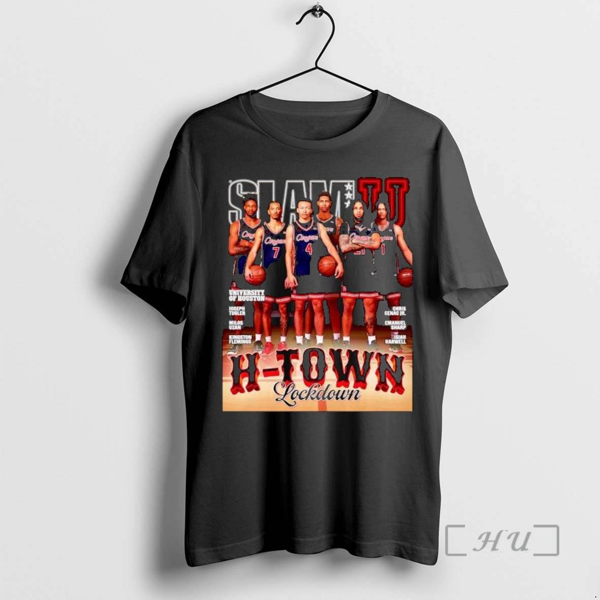 Officials University Of Houston Joseph Tugler Milos Uzan Kingston Flemings Basketball Player H Town Lockdown T-Shirts,...