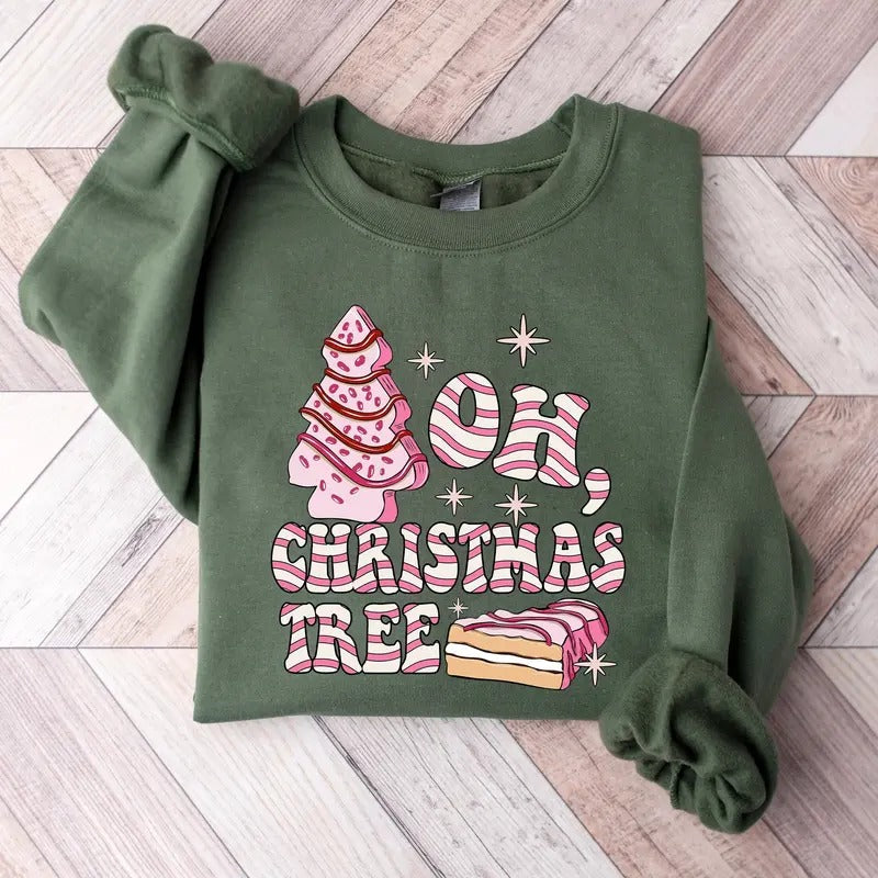Oh Christmas Tree Sweatshirt, Christmas Cake Sweatshirt, Christmas Crewneck Sweater, Christmas Sweater Women, Funny...