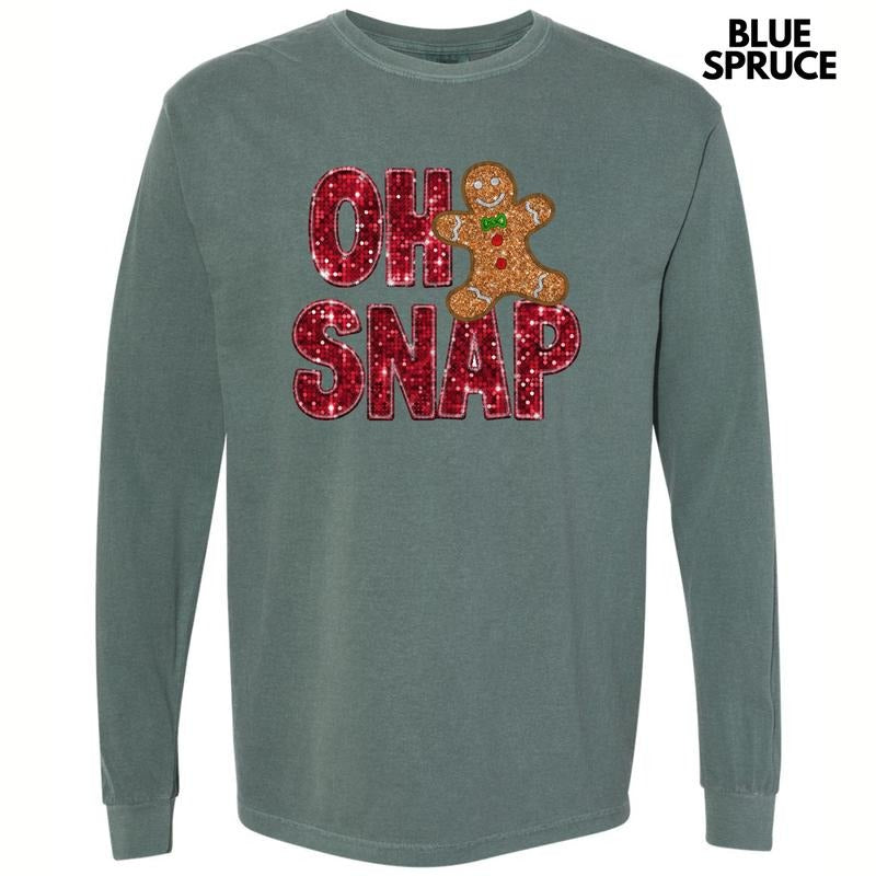 Oh Snap FAKE Sequins Long Sleeve Comfort Colors T-Shirt Hoodie, Sweatshirt | HypeDripTees.com