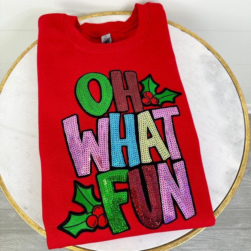 Oh What Fun Patch Gildan Sweatshirt T-Shirts, Hoodie | HypeDripTees.com