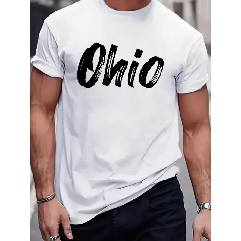 Ohio Print Tee Shirt, Tees For Men, Casual Short Sleeve T-shirt For Summer Made in USA Hoodie, Sweatshirt | HypeDripTees.com