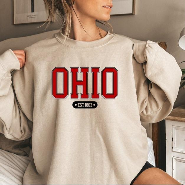 Ohio Sweatshirt Vintage University Crewneck Varsity Football Shirt