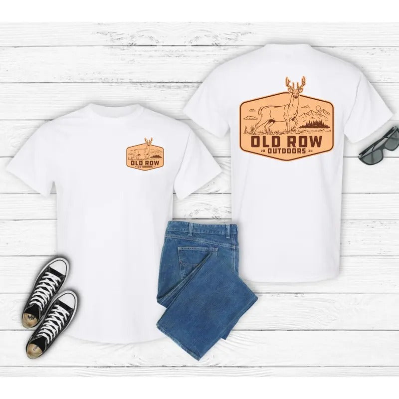 Old Row Outdoors Deer Front and Back Graphic Gildan-Unisex T-Shirt Cotton Fabric Hoodie, Sweatshirt | HypeDripTees.com