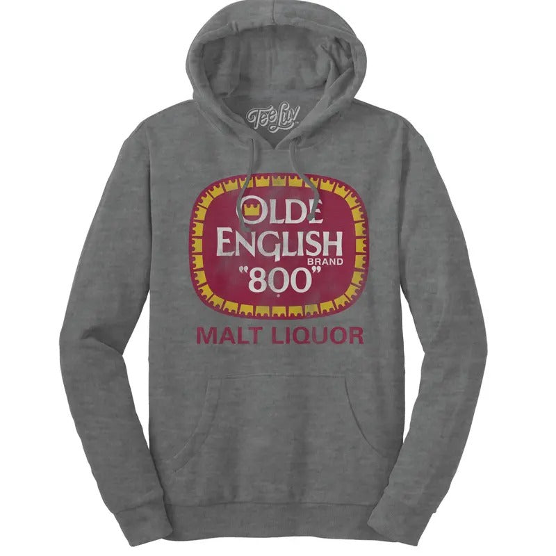 Olde English 800 Malt Liquor Hooded Sweatshirt - Oxford Gray T-Shirts, Hoodie | HypeDripTees.com