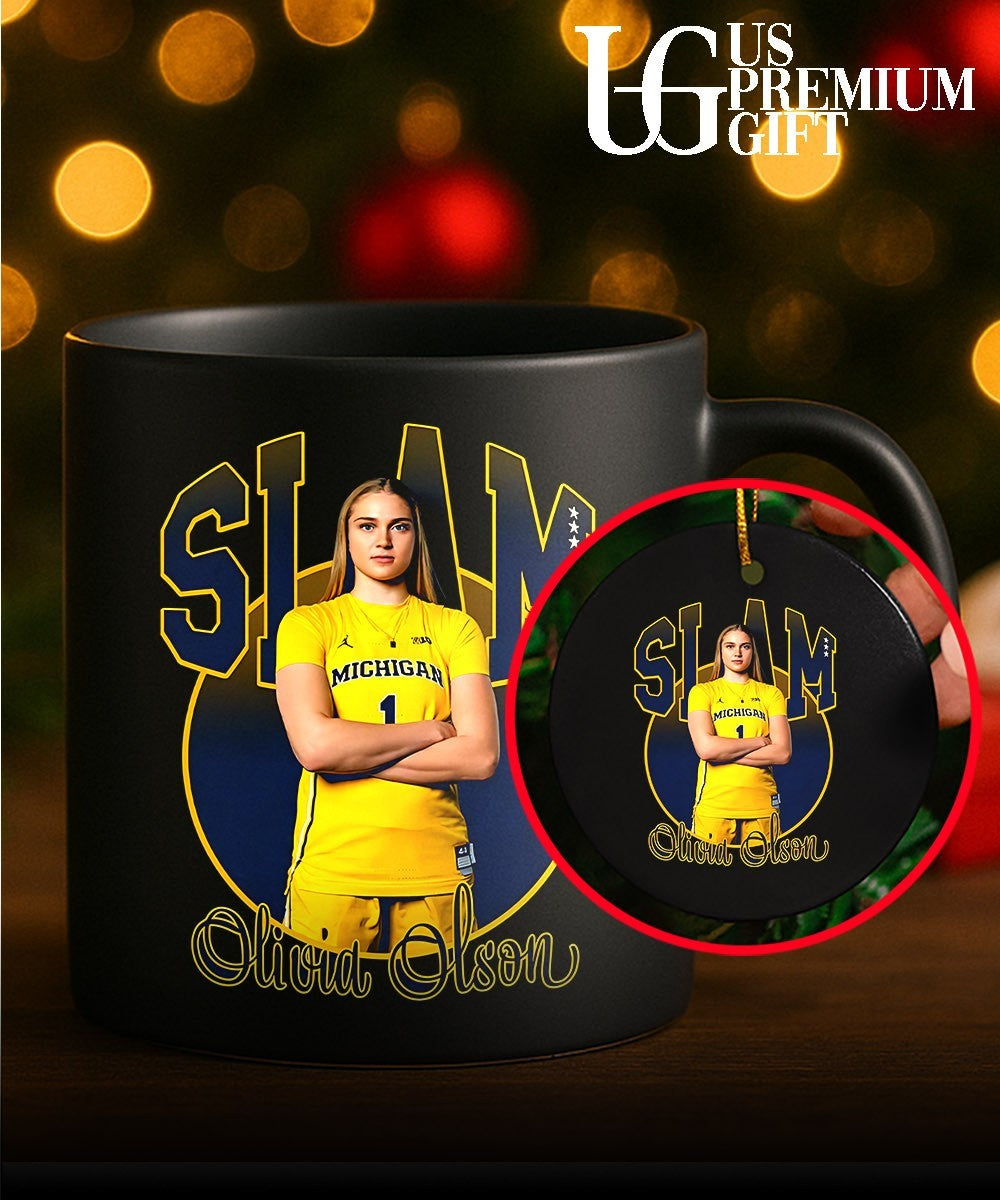 Olivia Olson Michigan Wolverines women’s basketball SLAM pose shirt