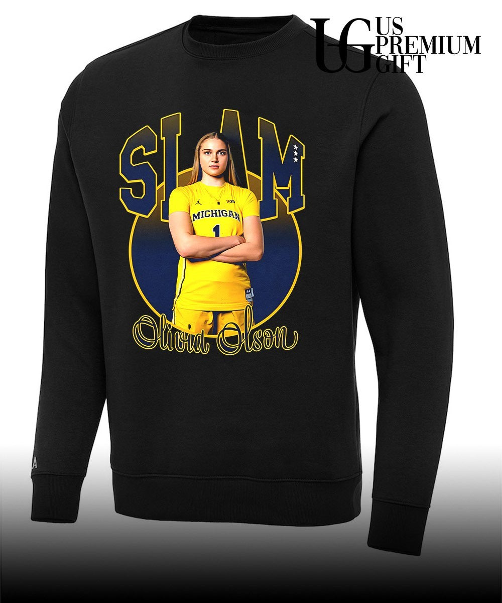 Olivia Olson Michigan Wolverines women’s basketball SLAM pose shirt
