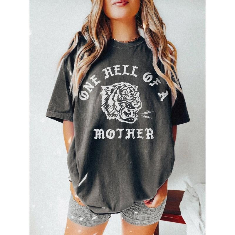One Hell Of A Mother Tee Retro Grunge Edgy Mom Shirt Mothers Day Gift New Mom Push Present Bonus Mom First Time Mom...