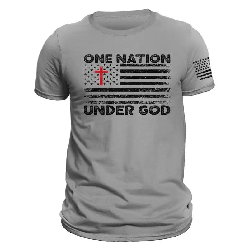 One Nation Under God American Flag With Cross Patriotic T-Shirt Hoodie, Sweatshirt | HypeDripTees.com