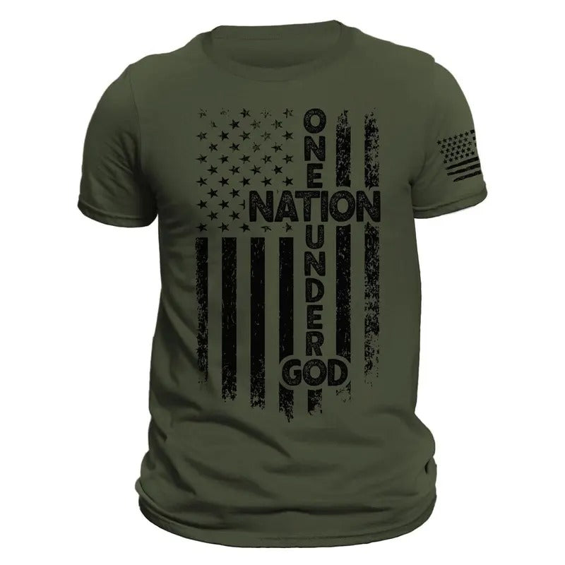 One Nation Under God American Vertical Flag Patriotic T-Shirt Casual Classic Hoodie, Sweatshirt | HypeDripTees.com