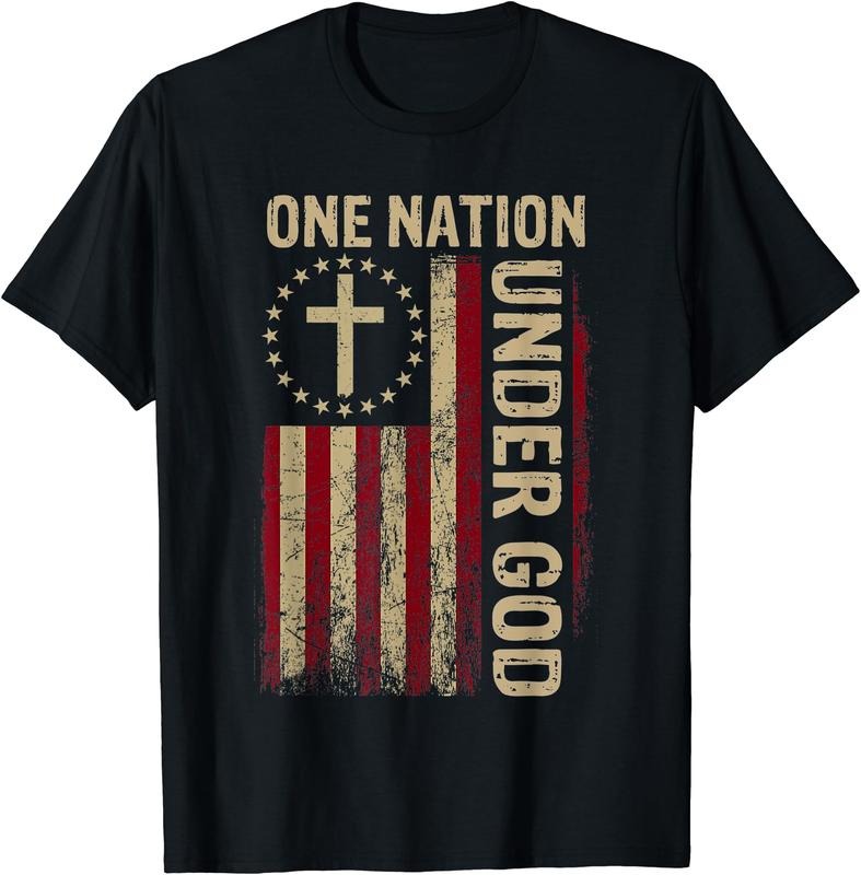 One Nation Under God Flag 4th Of July Patriotic Christian T-Shirt Hoodie, Sweatshirt | HypeDripTees.com