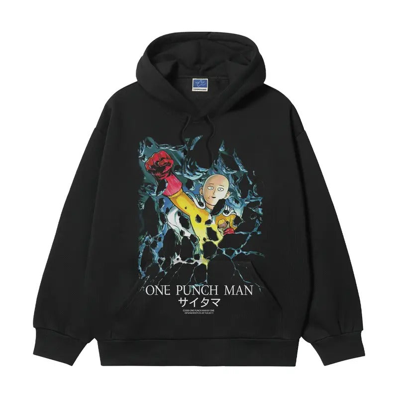One Punch Man "Saitama" Heavyweight Vintage Hoodie Cotton Blend Classic Anime Sweatshirt Menswear Tops Casual Long Sleeve...