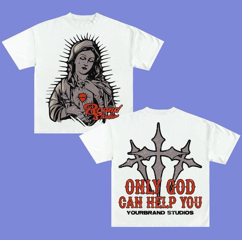 Only God Can Help You Y2k TShirt Style Hip Hop Streetwear Rap Tee, Cotton Tee Menswear Hoodie, Sweatshirt | HypeDripTees.com