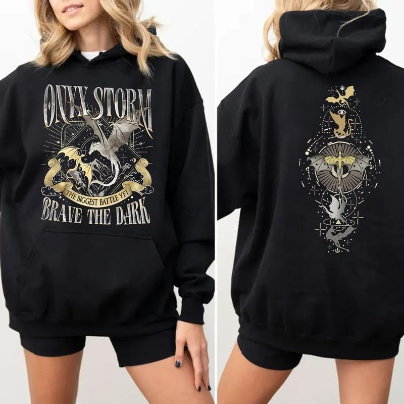 Onyx Storm Brave The Dark Shirt, Fourth Wing Series T Shirt For Fan, Violet Sorrengail Dragon Rider, Gift For Book Lover,...