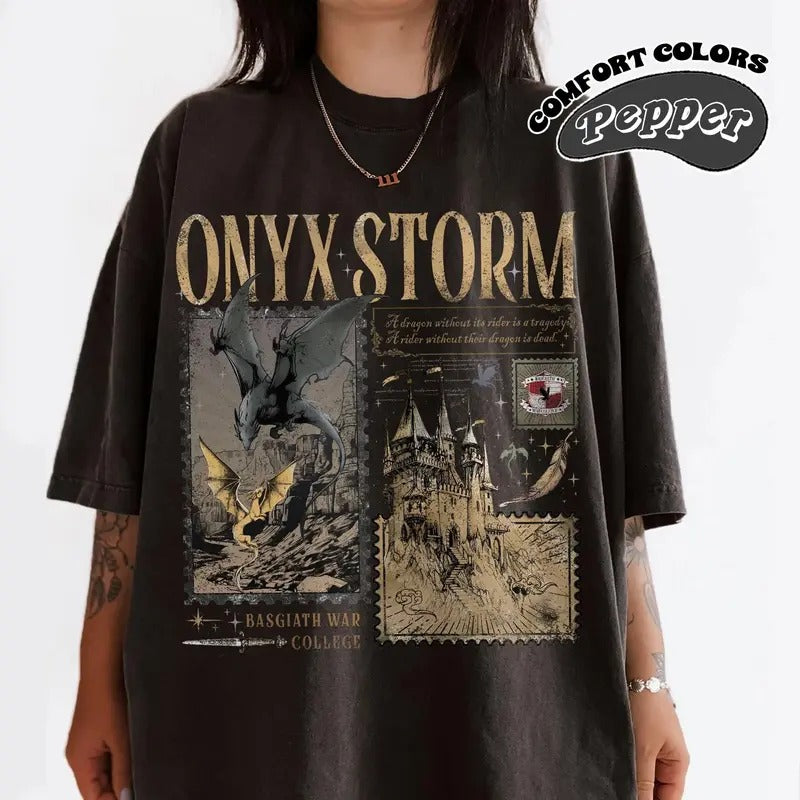 Onyx Storm Comfort Colors Shirt, Fourth Wing Series Shirt, Dragon Rider, Bookish Tee Gift For Book Lover, Fantasy Book...