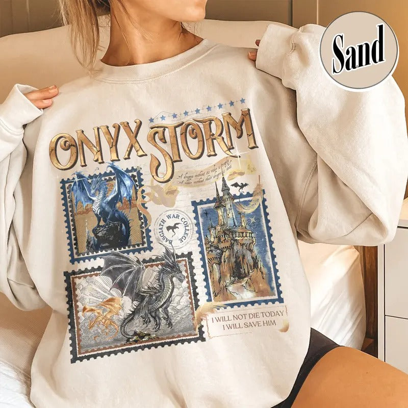 Onyx Storm Dragon Basgiath War College Dragon Rider Fantasy Book Club Stamp Fourth Wing Tairn&Andarna T-Shirts, Hoodie, Sweatshirt