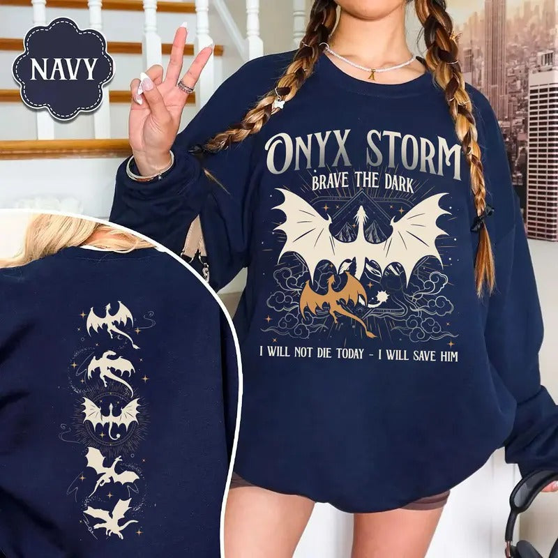 Onyx Storm Sweatshirt, Dragon Rider Shirt, Fourth Wing Hoodie, Basgiath War College Sweatshirt, Fantasy Readers Shirt,...