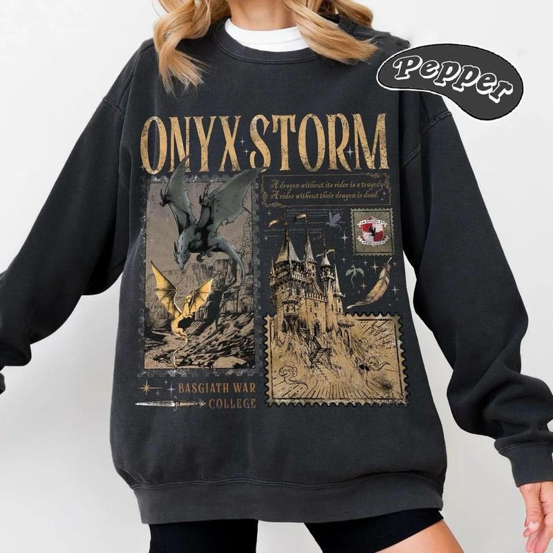 Onyx Storm Sweatshirt, Fourth Wing Series Shirt, Dragon Rider Sweatshirt, Bookish Sweater Gift For Book Lover,...