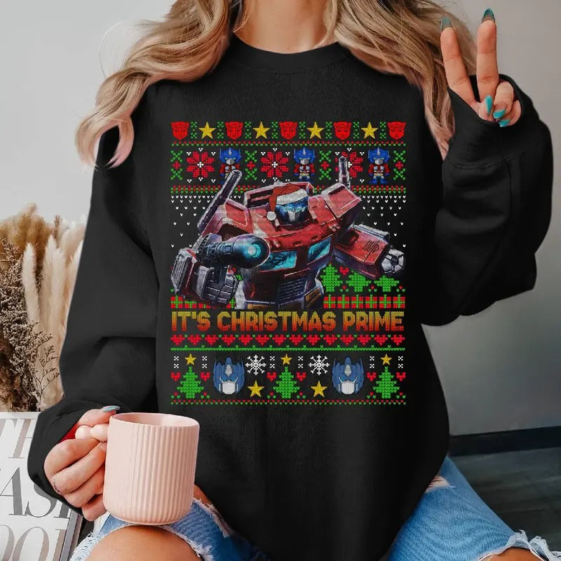 Optimus Prime Transformers Rise of the Beasts Ugly Christmas Sweatshirt Optimus Prime Christmas Sweater Transformers...