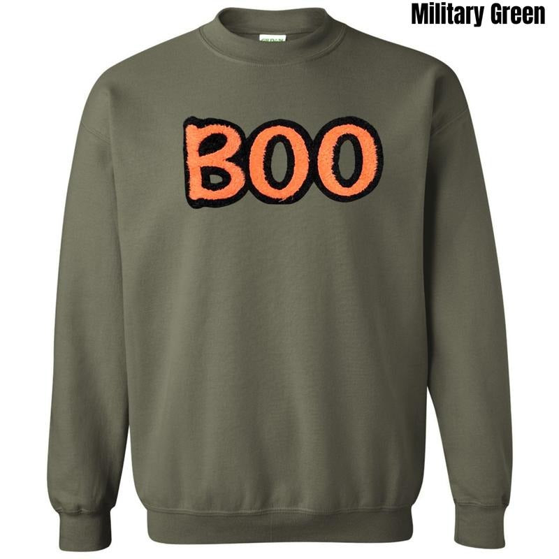 Orange & Black BOO Fluffy Patch Sweatshirt T-Shirts, Hoodie | HypeDripTees.com