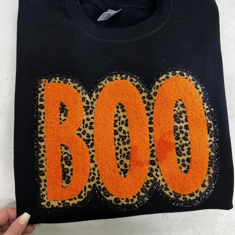 Orange Cheetah BOO Patch Sweatshirt T-Shirts, Hoodie | HypeDripTees.com