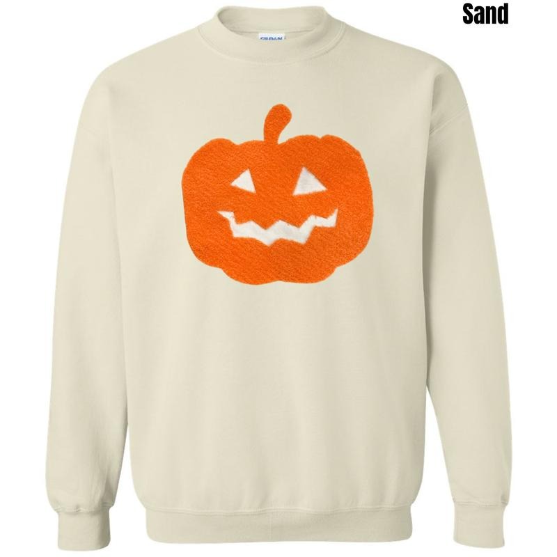 Orange Jack-O-Lantern Fluffy Patch Sweatshirt 'NLB' T-Shirts, Hoodie | HypeDripTees.com