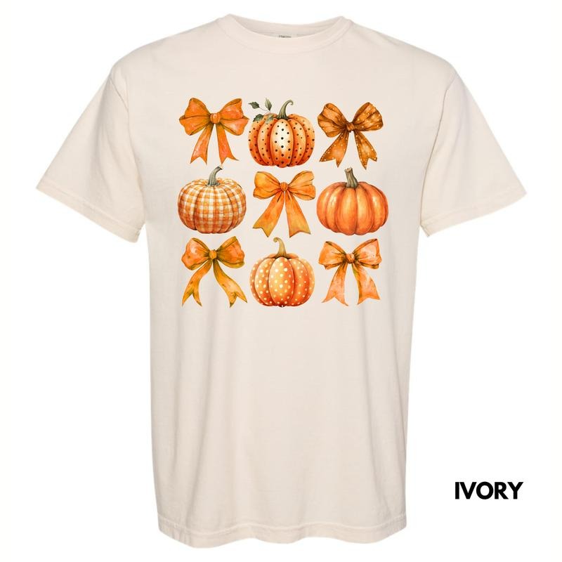 Orange Pumpkin & Bow Collage Comfort Colors T-Shirt 'NLB' Hoodie, Sweatshirt | HypeDripTees.com