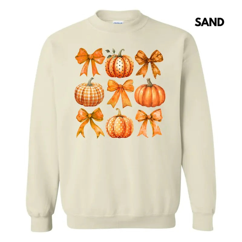 Orange Pumpkin & Bow Collage Sweatshirt 'NLB' T-Shirts, Hoodie | HypeDripTees.com