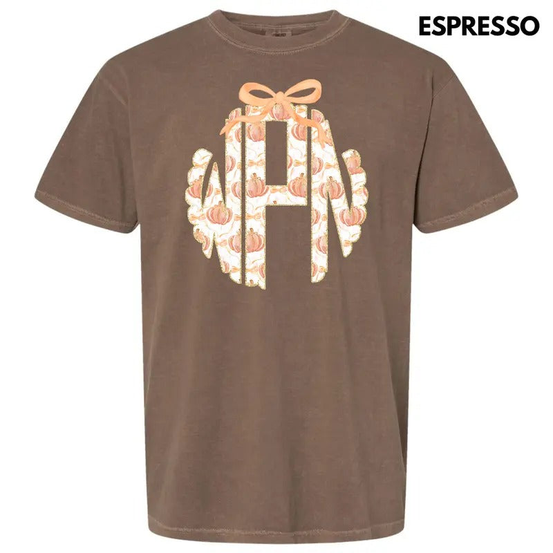 Orange Pumpkin Monogram Comfort Colors T-Shirt 'NLB' Hoodie, Sweatshirt | HypeDripTees.com