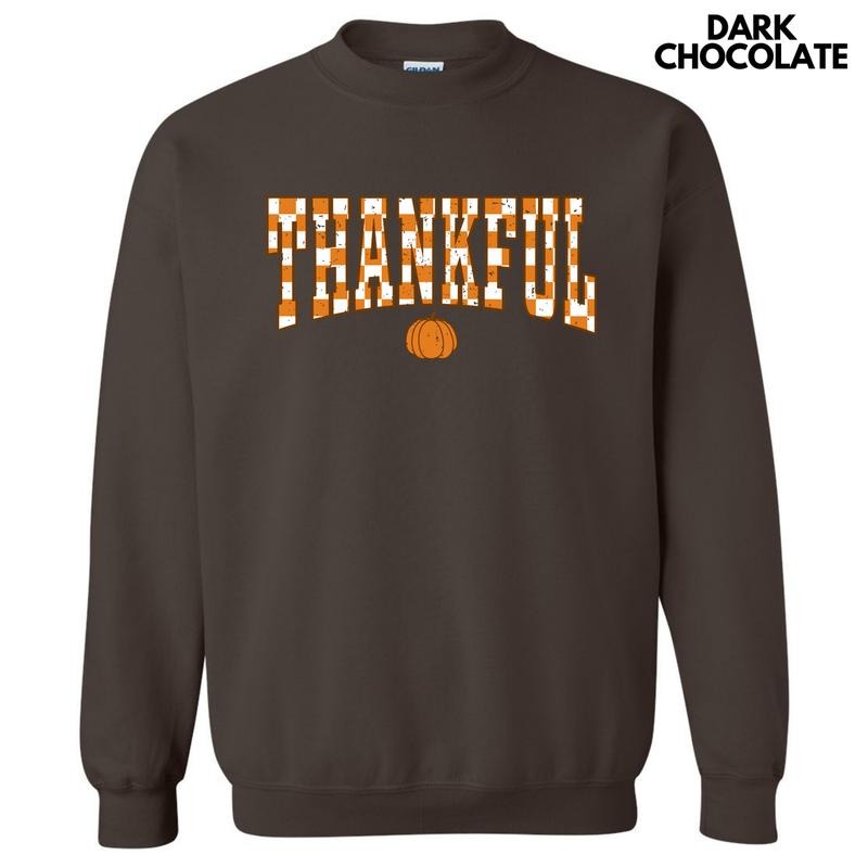 Orange Thankful Checkered  Sweatshirt 'NLB' T-Shirts, Hoodie | HypeDripTees.com