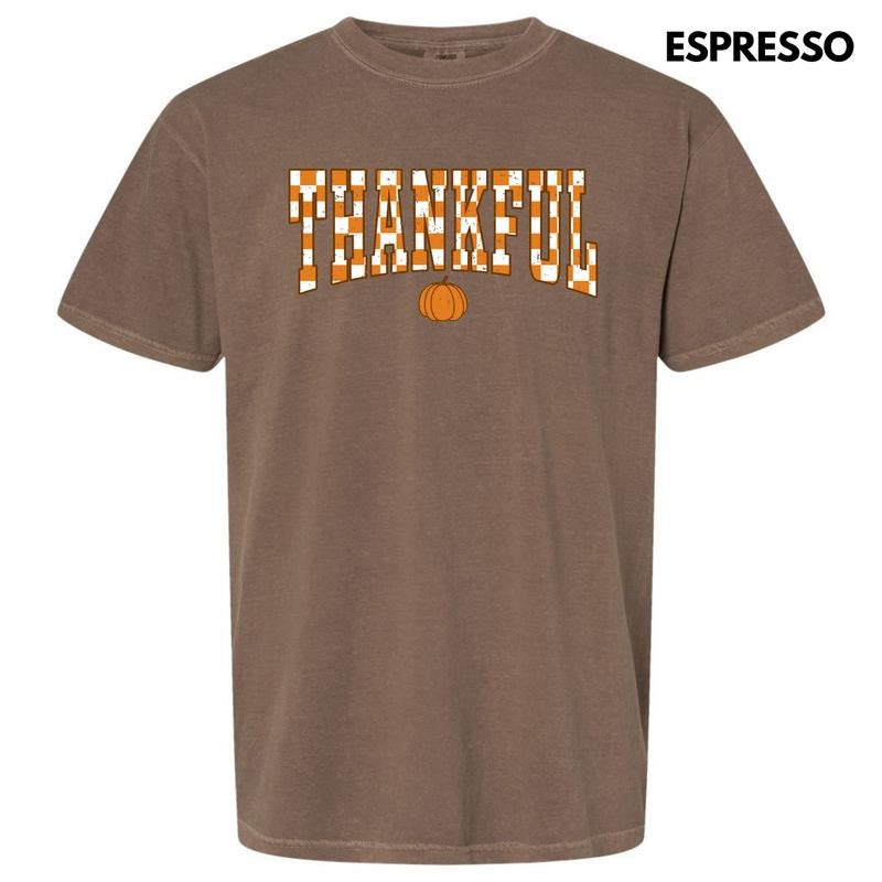 Orange Thankful Checkered Comfort Colors T-Shirt 'NLB' Hoodie, Sweatshirt | HypeDripTees.com
