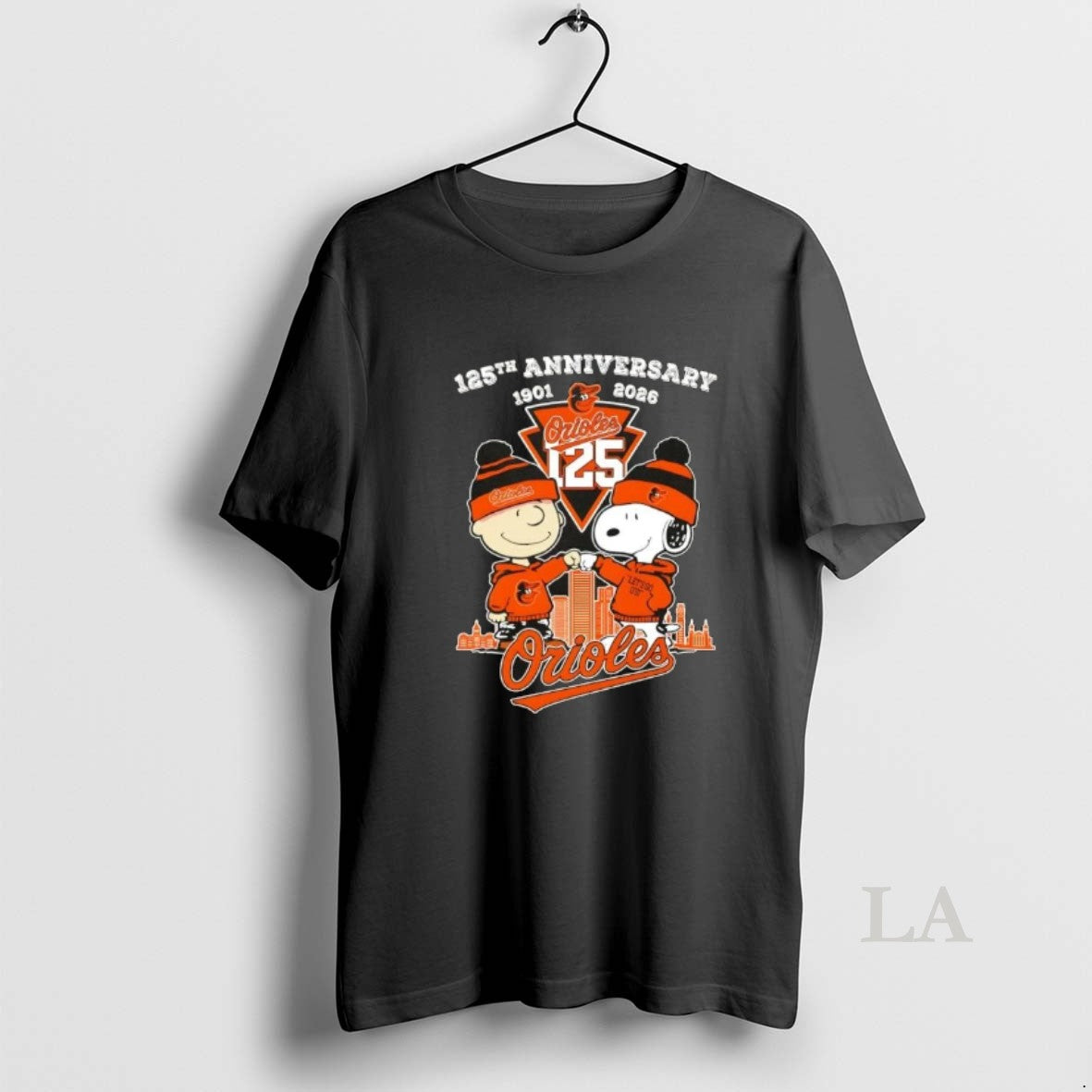 Original Charlie Brown Fist Bump Snoopy 125th Anniversary 1901 2026 Baltimore Orioles Baseball City Skyline
