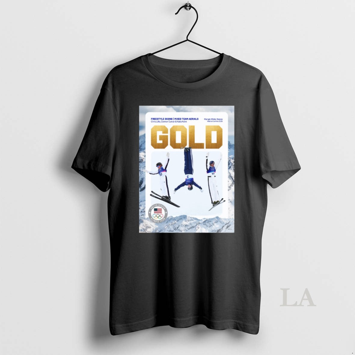 Original Freestyle Skiing Mixed Team Aerials Chris Lillis Connor Curran And Kaila Kuhn Team Gold T-Shirts, Hoodie, Sweatshirt