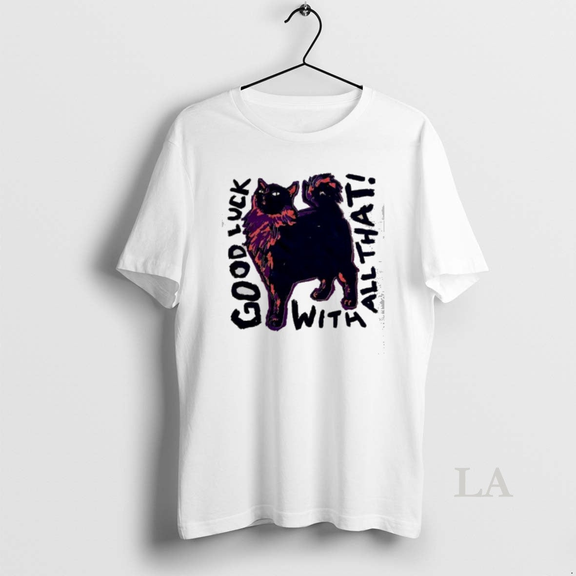 Original Good Luck With That Black Fluffy Cat Graphic T-Shirts, Hoodie, Sweatshirt | HypeDripTees.com