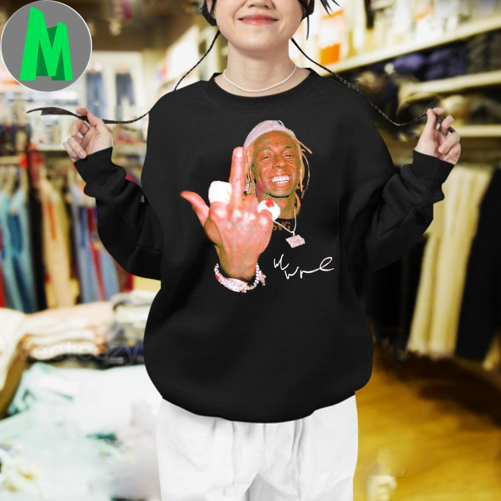 Original Lil Wayne Middle Finger Smile Signature Shirt